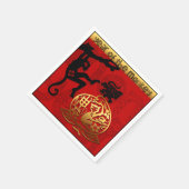 Serviette En Papier Singe mignon Chinois Année Zodiac Anniversaire Pap (Coin)
