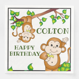 Serviette En Papier Singes de joyeux anniversaire