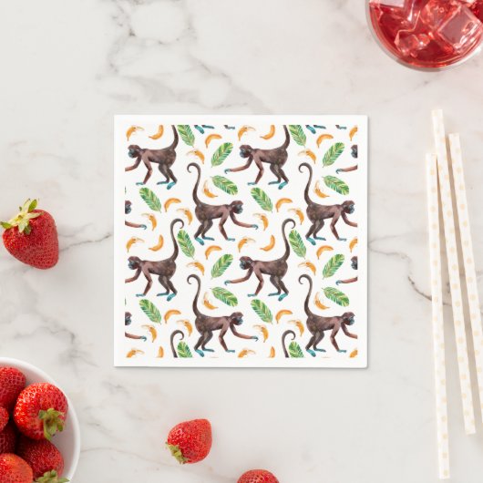 Serviette En Papier Singes sucrés Jonglant des bananes (En situation)