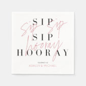 Serviette En Papier Sip Hooray Black White Engagement Party Napkin (Devant)