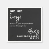 Serviette En Papier Sip noir et blanc Hooray Bachelor Pary Groom (Devant)