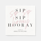 Serviette En Papier Sip Sip Hooray Black White (Devant)
