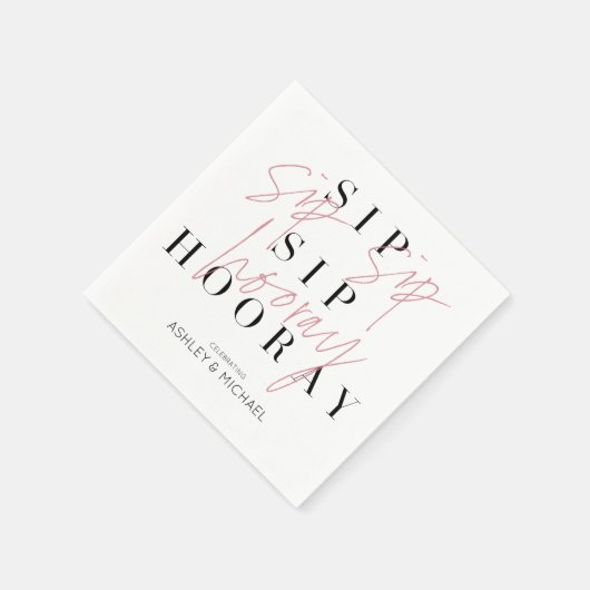 Serviette En Papier Sip Sip Hooray Black White (Coin)