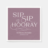 Serviette En Papier Sip Sip Hooray Engagement Party Purple (Devant)