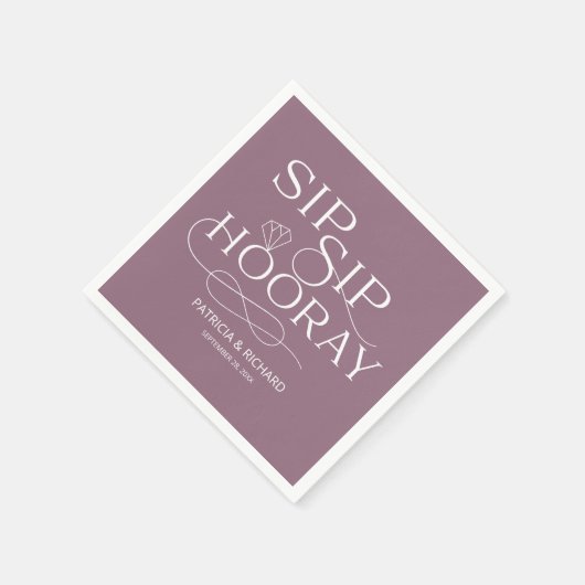 Serviette En Papier Sip Sip Hooray Engagement Party Purple (Coin)