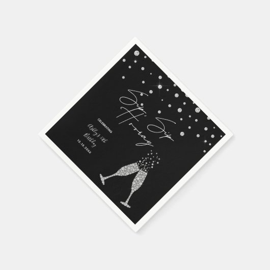 Serviette En Papier Sip Sip Hooray Moderne Noir & Blanc Citation Anniv (Coin)