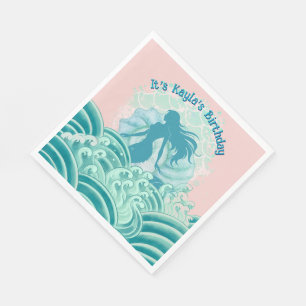 Serviette En Papier Siren Rose Miroir Fête d'anniversaire Fille