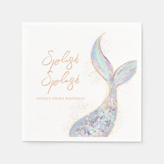 Serviette En Papier Sirène à éclaboussures Anniversaire (Devant)