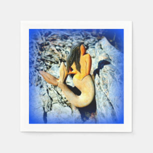 Serviette En Papier sirène à poil noir bleu