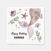 Serviette En Papier Sirène Anniversaire de enfant Mer pourpre (Devant)