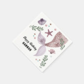 Serviette En Papier Sirène Anniversaire de enfant Mer pourpre (Coin)