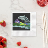 Serviette En Papier Sirène avec dauphins (En situation)