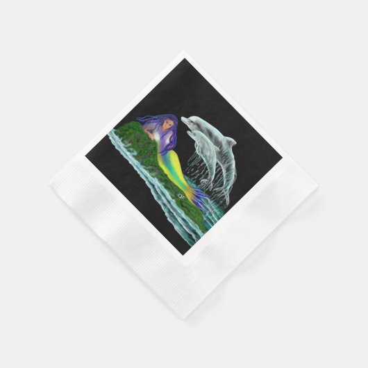 Serviette En Papier Sirène avec dauphins (Coin)