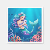 Serviette En Papier Sirène bleue sous le Baby shower marin (Devant)