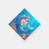 Serviette En Papier Sirène bleue sous le Baby shower marin (Coin)