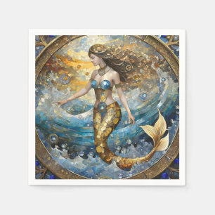Serviette En Papier Sirène dans les vagues de l'océan
