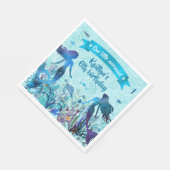 Serviette En Papier Sirène d'aquarelle sous la mer fête d'anniversaire (Coin)