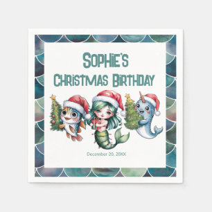 Serviette En Papier Sirène de l`enfant 5e Noël Anniversaire Papier Nap
