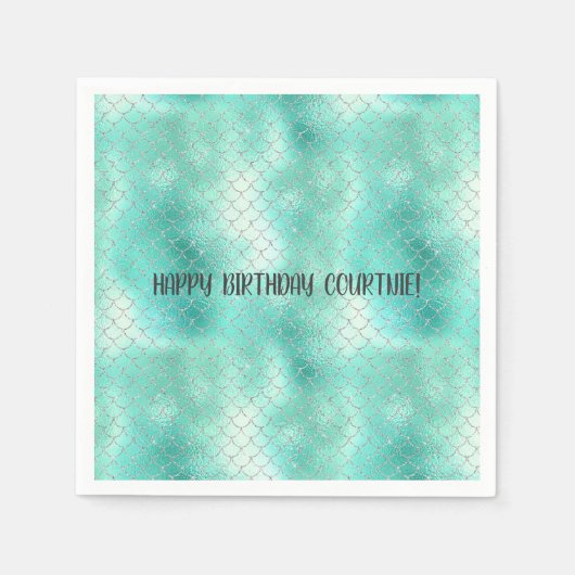 Serviette En Papier Sirène de menthe d'argent (Devant)