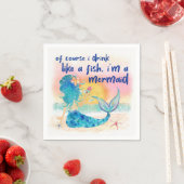 Serviette En Papier Sirène de mer | Boire comme un poisson (En situation)