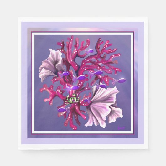 Serviette En Papier Sirène d'océan violet (Devant)