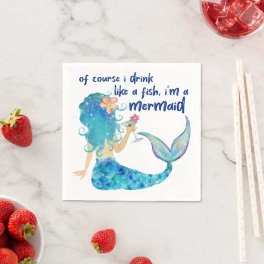 Serviette En Papier Sirène Mer | Boire Comme Un Poisson Plage Tropical (En situation)