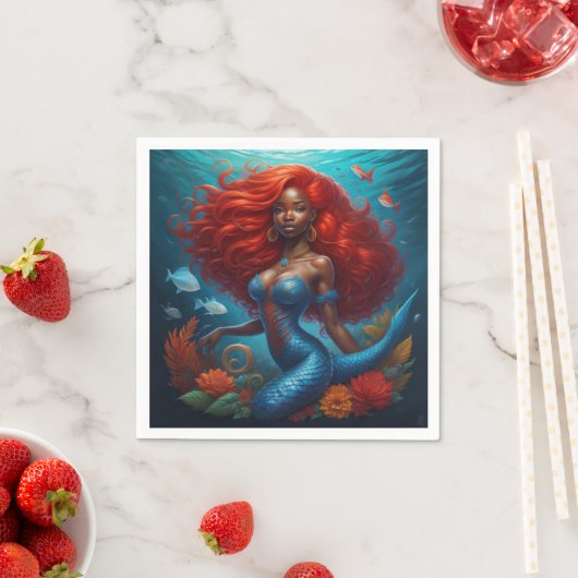 Serviette En Papier Sirène noire (En situation)