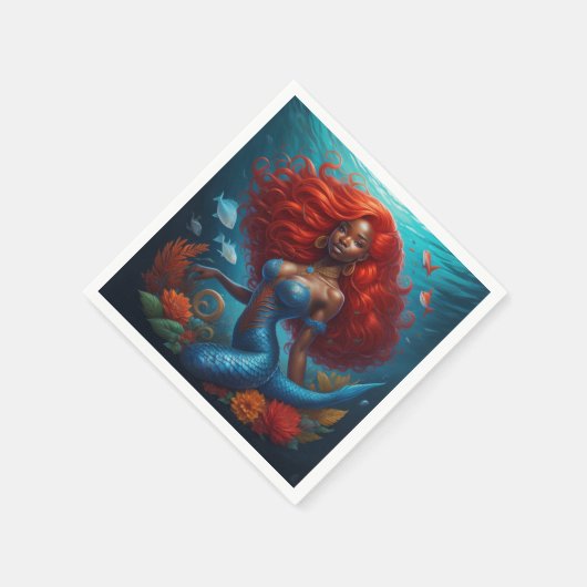 Serviette En Papier Sirène noire (Coin)