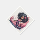 Serviette En Papier Sirène noire (Coin)