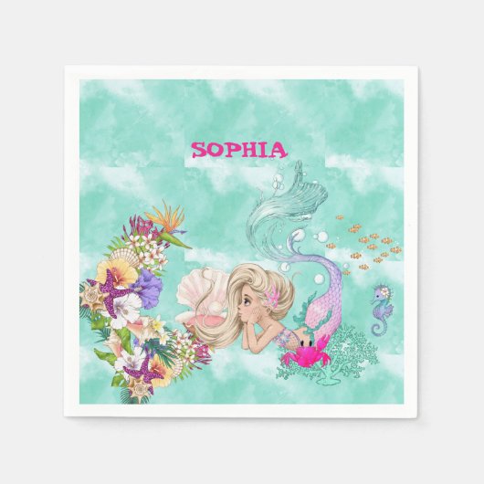 Serviette En Papier Sirène Sous Les Maillots De Mer (Devant)