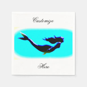 Serviette En Papier sirène sous-marine noire