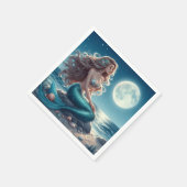 Serviette En Papier Sirène sur la plage la nuit (Coin)