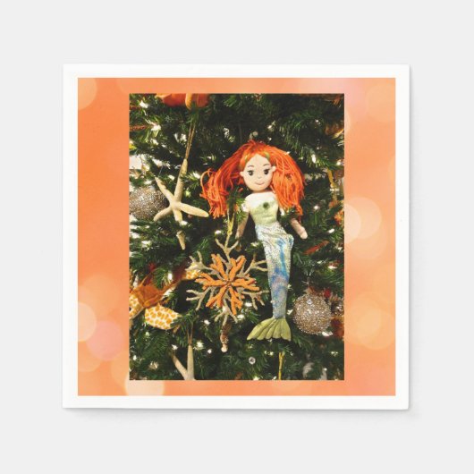 Serviette En Papier Sirène tropicale sous la mer Noël (Devant)
