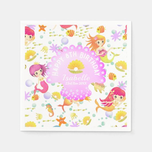 Serviette En Papier Sirènes blanches (Devant)