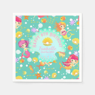 Serviette En Papier Sirènes Turquoises