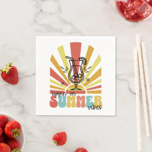 Serviette En Papier Sirop sur les vibrations de l'été, Soleil Rétro, V