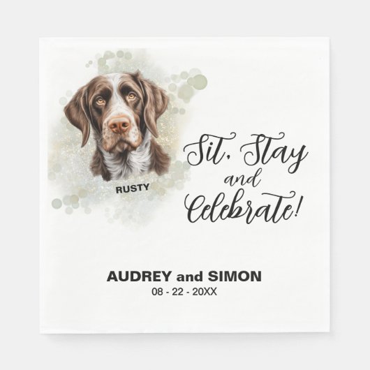 Serviette En Papier Sit, Stay & Celebrate German Wirehaired Pointer (Devant)