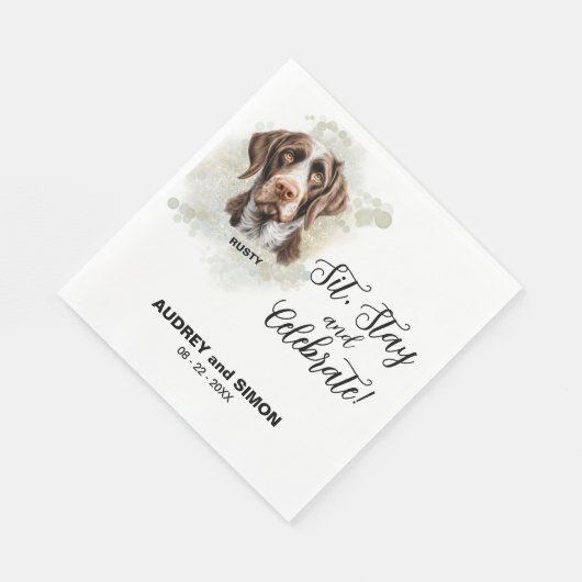 Serviette En Papier Sit, Stay & Celebrate German Wirehaired Pointer (Coin)