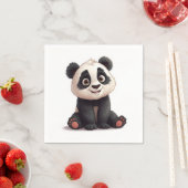 Serviette En Papier Sitting Panda Bear Cartoon Illustration Artwork (En situation)