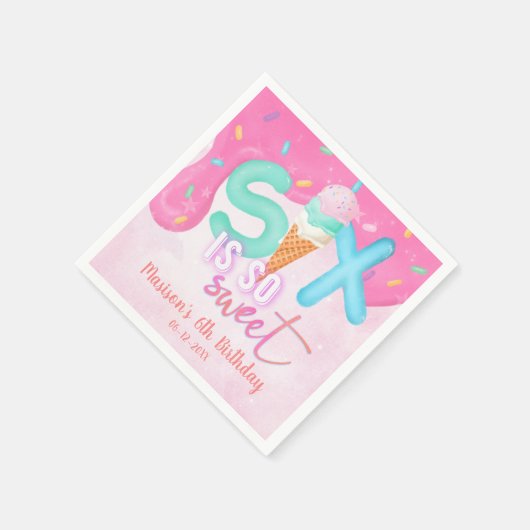 Serviette En Papier six est si doux Froid rose (Coin)