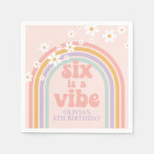 Serviette En Papier Six est Vibe Pastel Rainbow 6e anniversaire (Devant)
