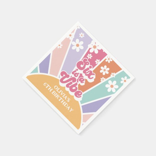 Serviette En Papier Six est Vibe Retro Sunshine Rainbow Daisy (Coin)