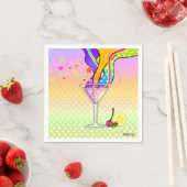SERVIETTE EN PAPIER SIXTIES POP ART STYLE MARTINI (En situation)