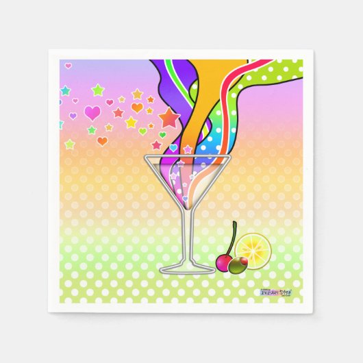 SERVIETTE EN PAPIER SIXTIES POP ART STYLE MARTINI (Devant)