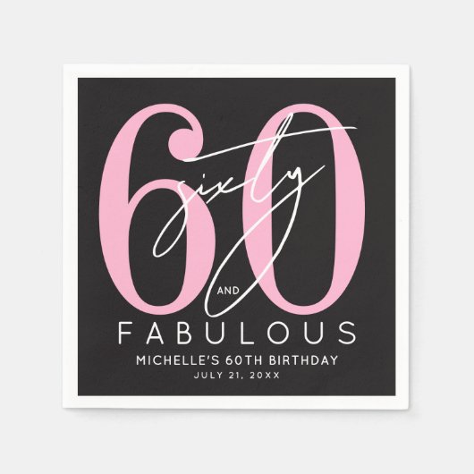 Serviette En Papier Sixty Fabulous 60th Birthday Party (Devant)