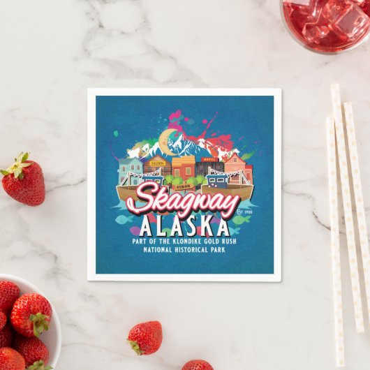 SERVIETTE EN PAPIER SKAGWAY ALASKA HISTORIQUE OR RUSH TOWN DÉCOUPAGE (En situation)