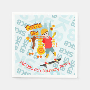 Serviette En Papier Skate Park Fun Boy Fête d'anniversaire