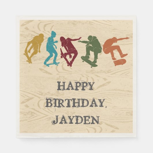 Serviette En Papier Skate Park Skateboard Thème Ado Garçons Anniversai (Devant)