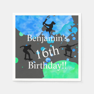 Serviette En Papier Skateboard Birthday, 16th Birthday