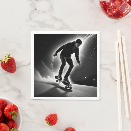 Serviette En Papier Skateboard Boy with Lightning (En situation)